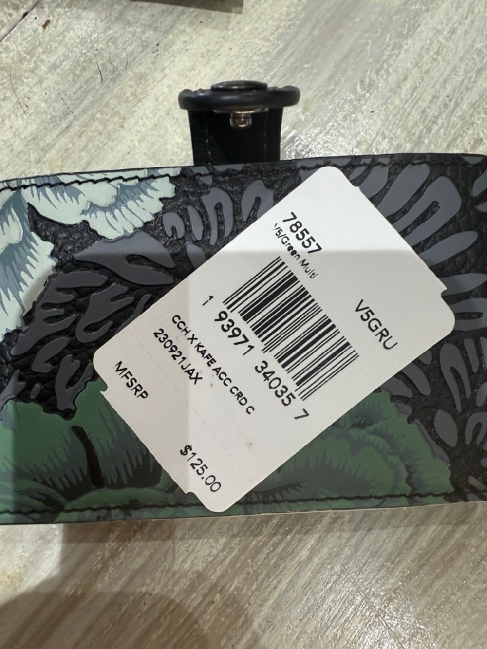 Coach Black Leather Card Wallet with Mint Floral Print - Picture 9 of 9